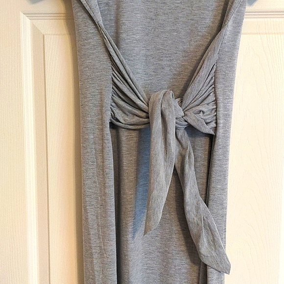 Coco and Main Tie Waist T-Shirt Dress in Heather Gray - Picture 4 of 9